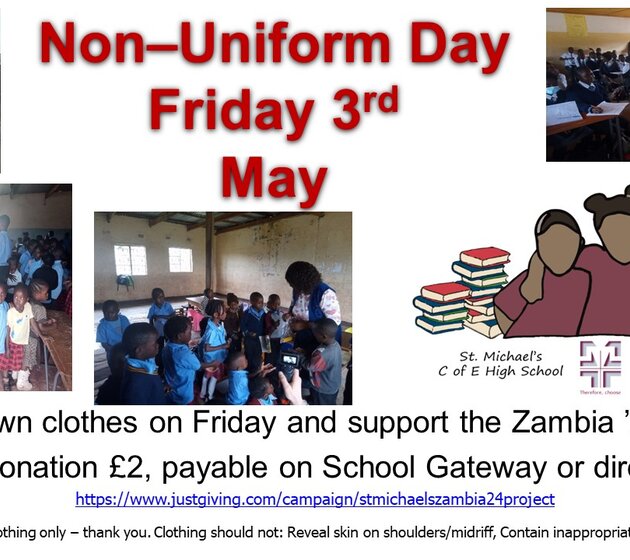 Image of Reminder - Zambia '24 - Non Uniform Day 3rd May